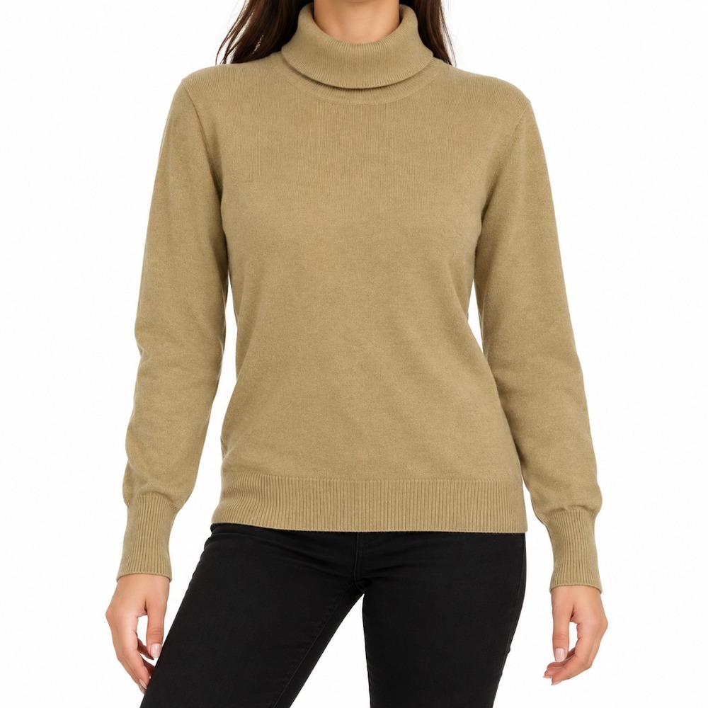 Ralph Lauren Sweater Women S Beige 100% Cashmere Turtleneck Lightweight Soft